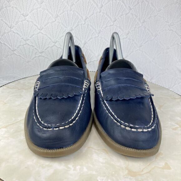 Sperry Top Sider Shoes Womens Size 9.5 Navy Blue Leather Conway Kiltie Loafers - Picture 3 of 12